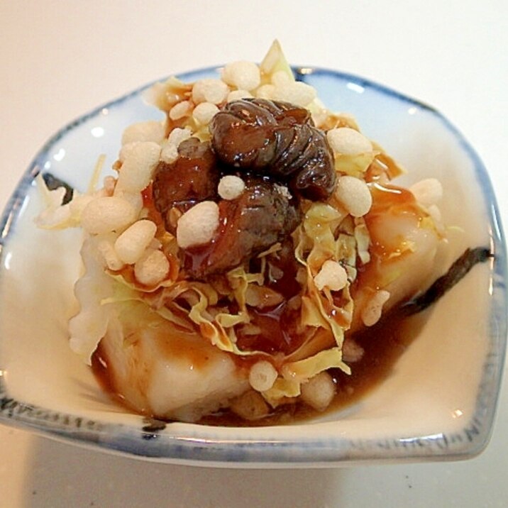 白菜とキューちゃんと天かすの呉豆腐